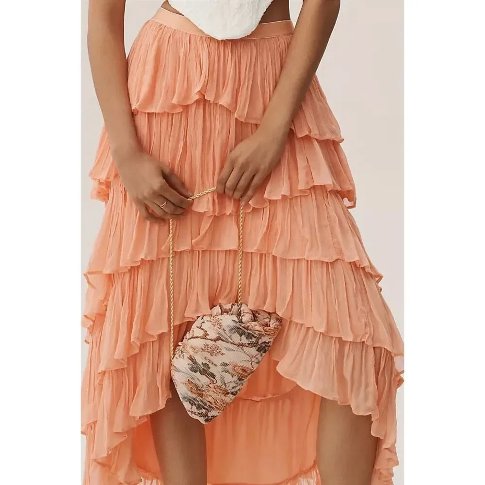 Anthropologie Tiered Ruffle High-Low Skirt